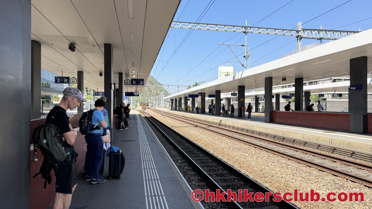 In Visp charge trains. You usually have about 15 min to change but it’s only a 2 minute walk, small train station.