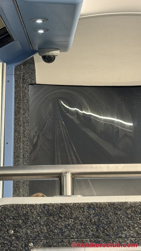 The uphill tunnel to the end of the tram